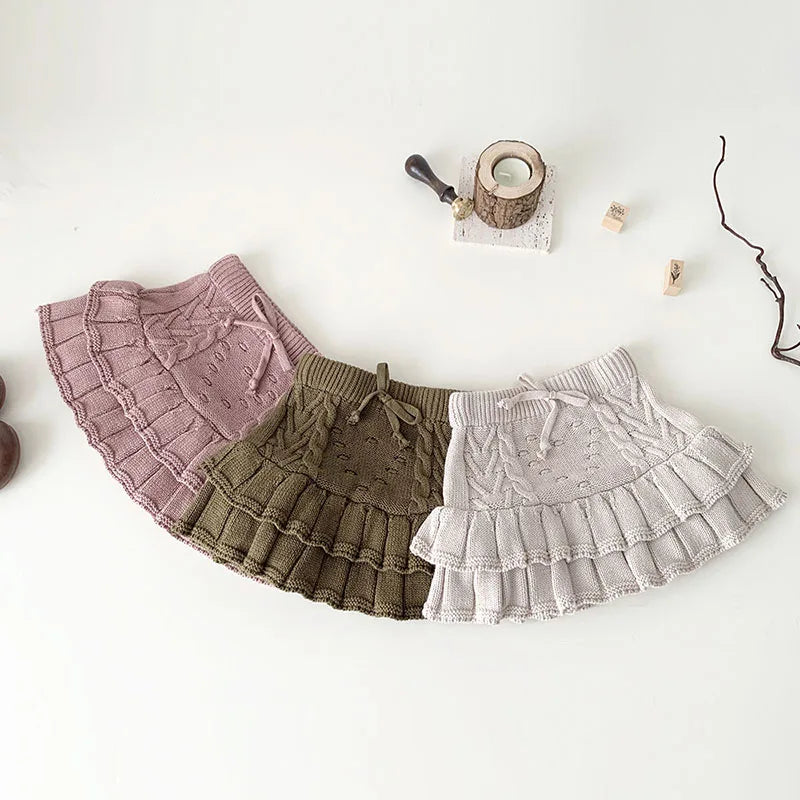 Korean Style Autumn Spring Baby Girl Short Skirt Children Clothing Kids PP Shorts Baby Girls Solid Color Knitting Shorts