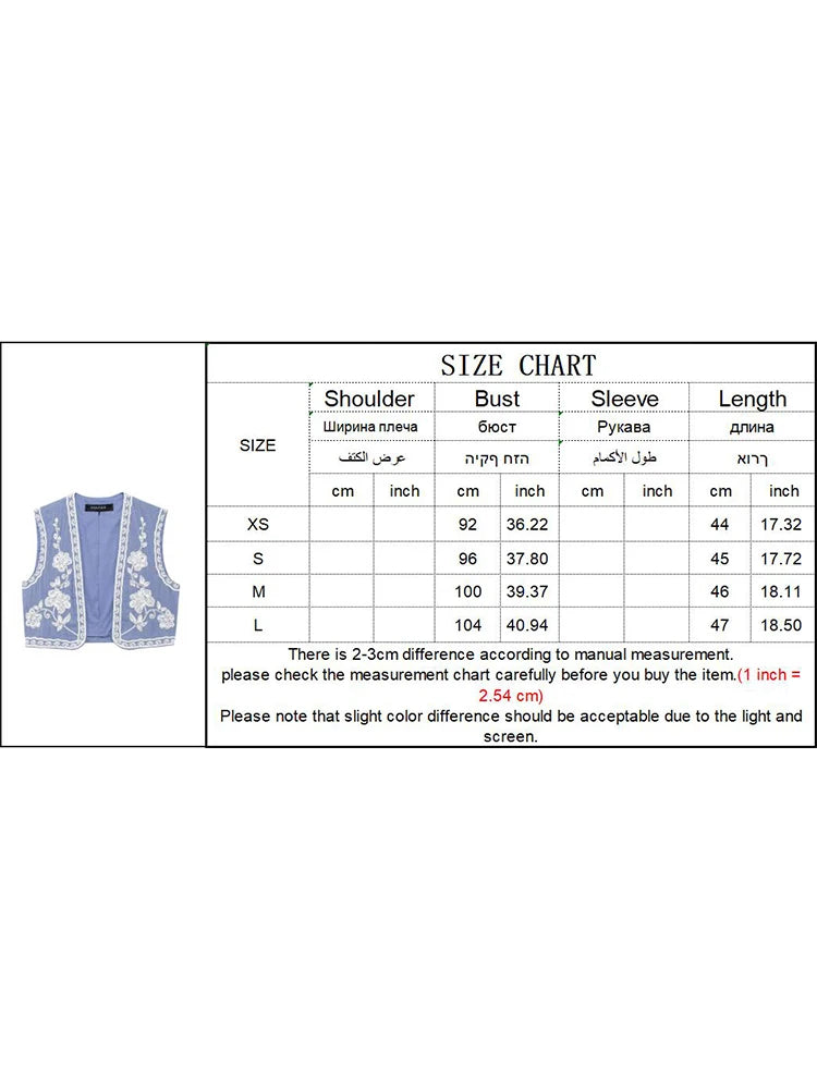 New Women Sleeveless Embroidered Vest Causal Female Vintage Boho Vest Woman Cropped Jacket Waistcoat Women Cardigan