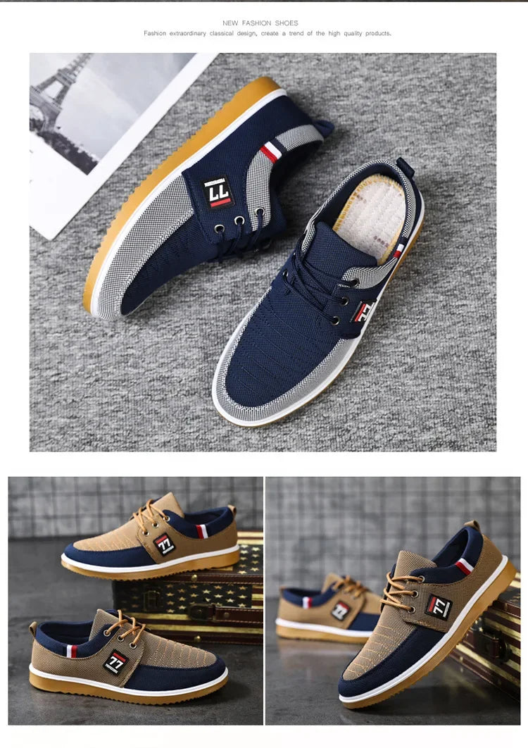 Sneakers Shoes for Men Canvas Shoes Breathable Beef Tendon Bottom Casual Vulcanized Shoes Work Footwear Tenis Masculino2024 