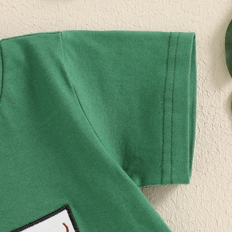 Summer Infant Kids Boy Clothes Sets Fashion Wild Goose Animals Embroidery Short Sleeve T-Shirts Elastic Waist Shorts 2pcs Outfit