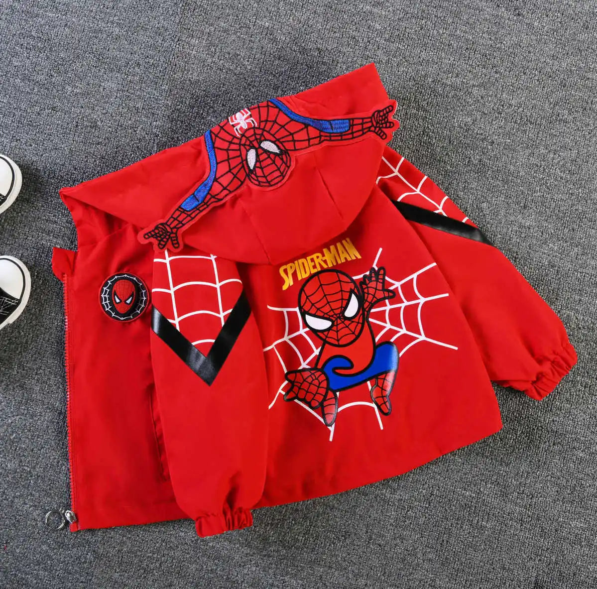 New Spring Autumn Red Blue Spider set Thin style Children costume boys Coats Jacket girls Hooded Coat Kids Outwear boy Clothing