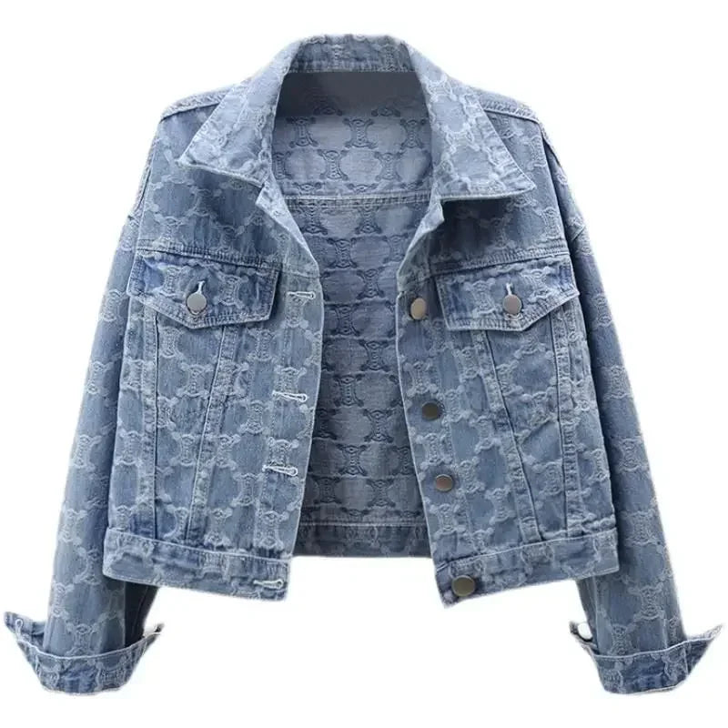 Women's Jacket Autumn/winter Style Embroidery Jacquard Cropped Loose-fit Versatile Tweed Jacket Top for Ladies Z525