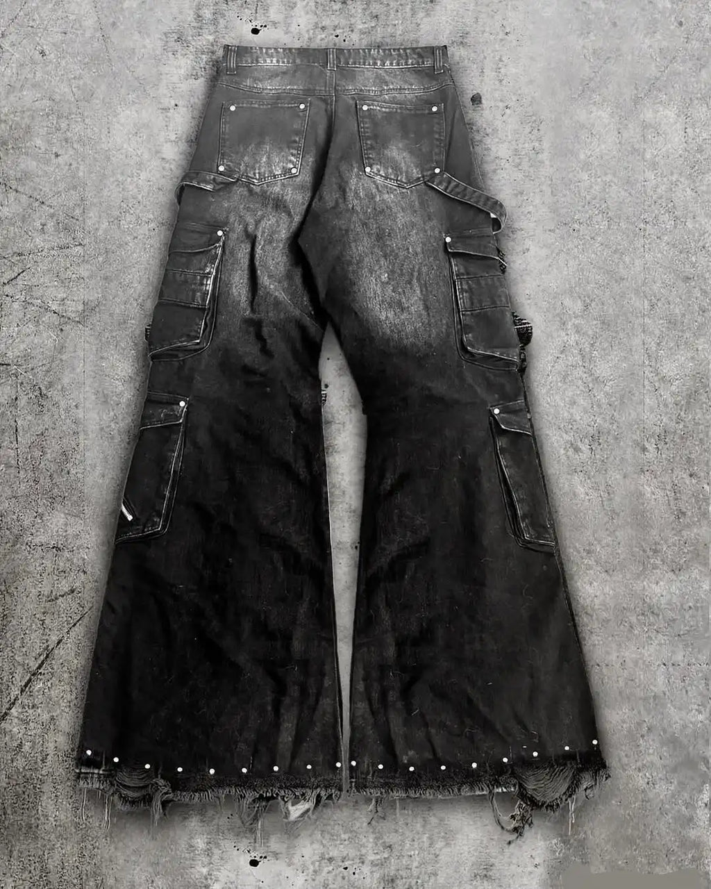 Oversized Pockets with Wide Legs Floor Mopping Y2k Mens Jeans Hip Hop Black Ripped Baggy Jeans Harajuku Gothic Pants Streetwear