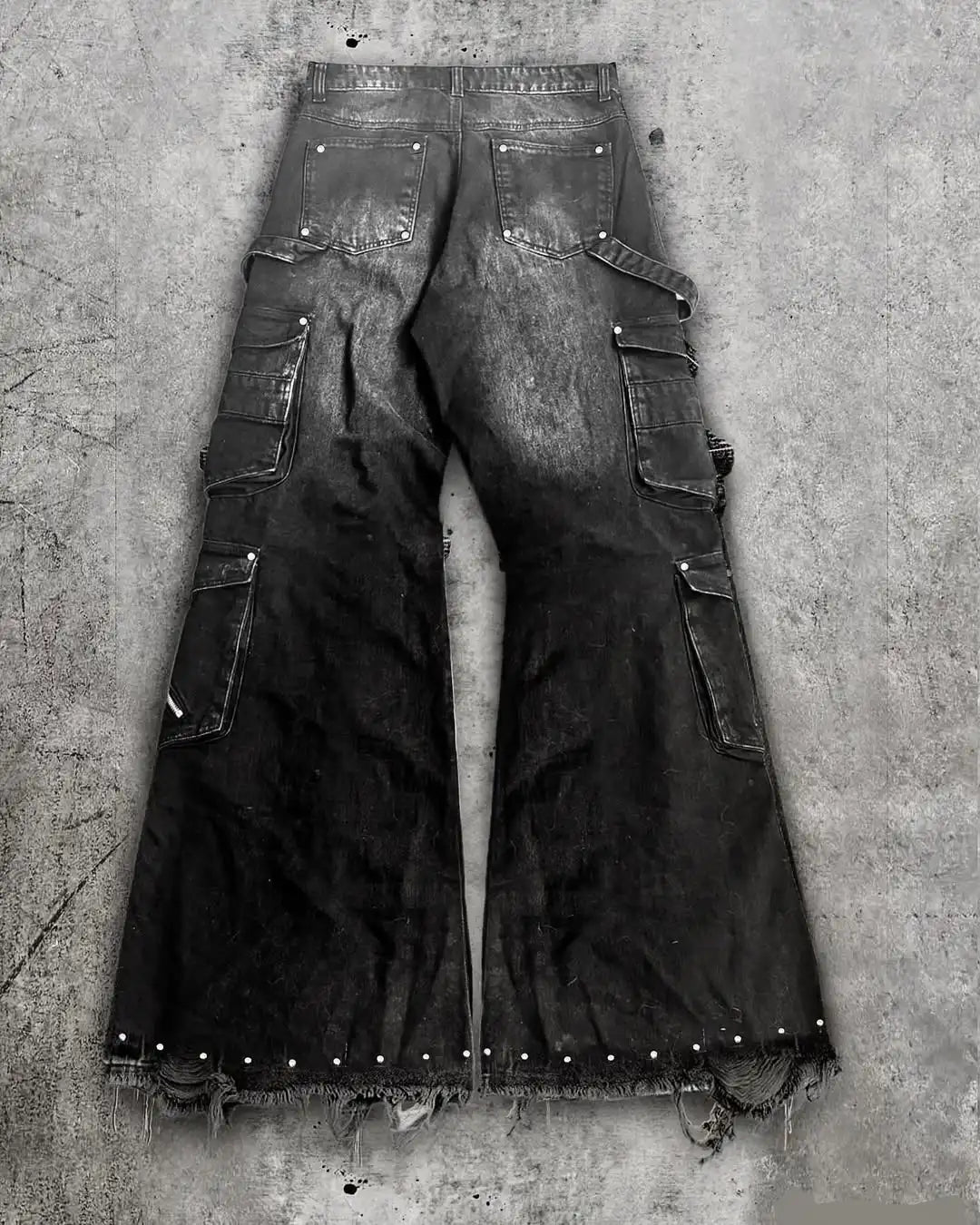 Oversized Pockets with Wide Legs Floor Mopping Y2k Mens Jeans Hip Hop Black Ripped Baggy Jeans Harajuku Gothic Pants Streetwear