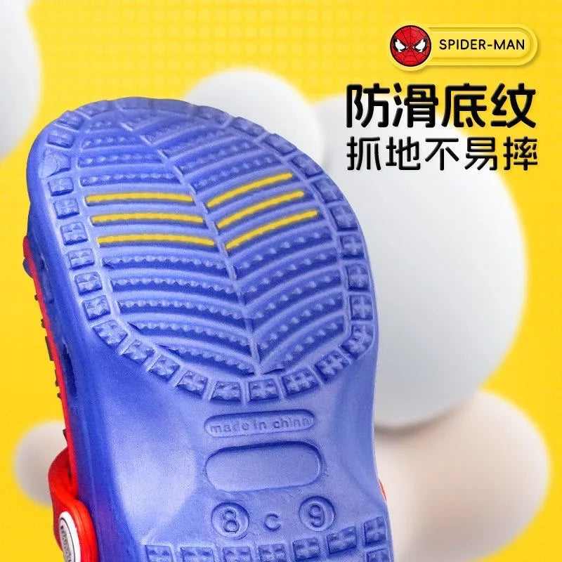 Spiderman Outdoor Beach Slippers Cartoon Anime Spider-Man Waterproof Sandals Casual Breathable Ankle-Wrap Eva Shoes for Kid Gift