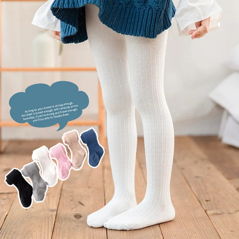 0 to 8 Years Autumn Solid Color Tights for Girls Combed Cotton Tights for Kids 6 Colors White Toddlers Pantyhose Baby Tights