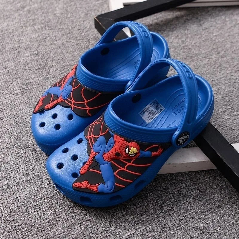 Spiderman Outdoor Beach Slippers Cartoon Anime Spider-Man Waterproof Sandals Casual Breathable Ankle-Wrap Eva Shoes for Kid Gift