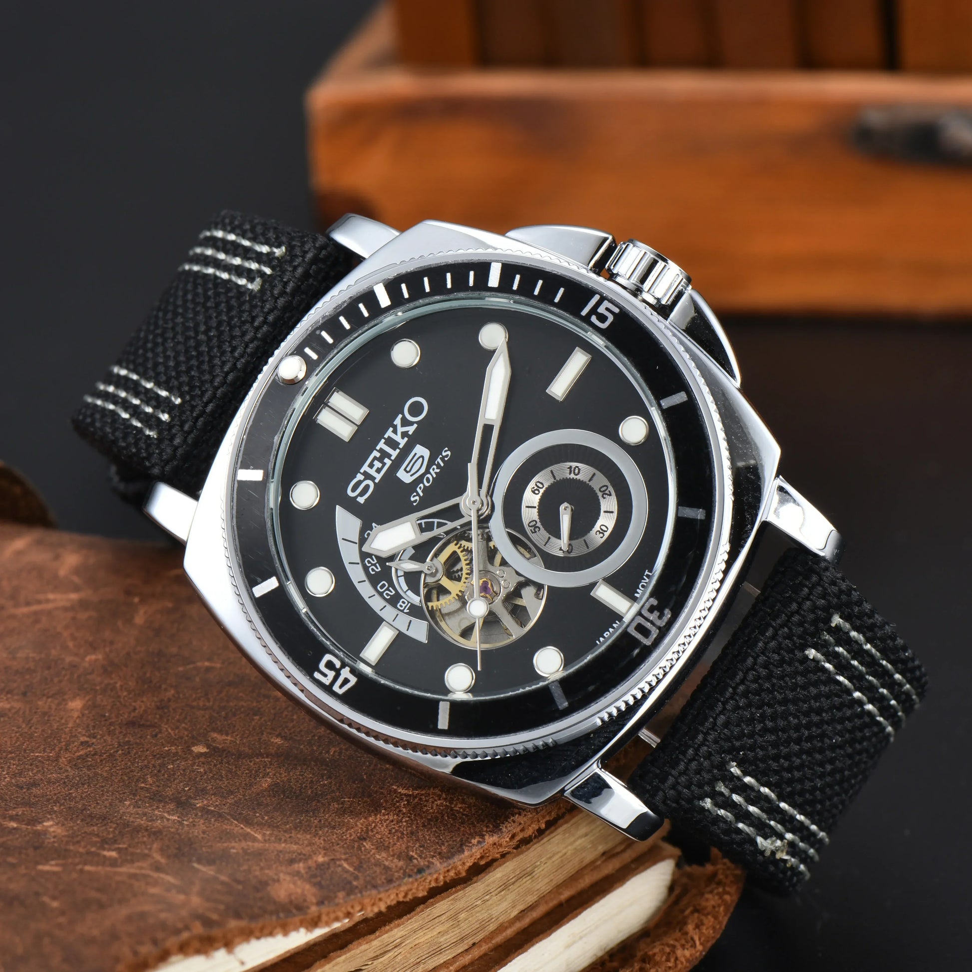 Mechanical Automatic AAA+ Watches for Men SEIKO Sport Design Multifunction Leather Strap Male Clocks Daily Waterproof