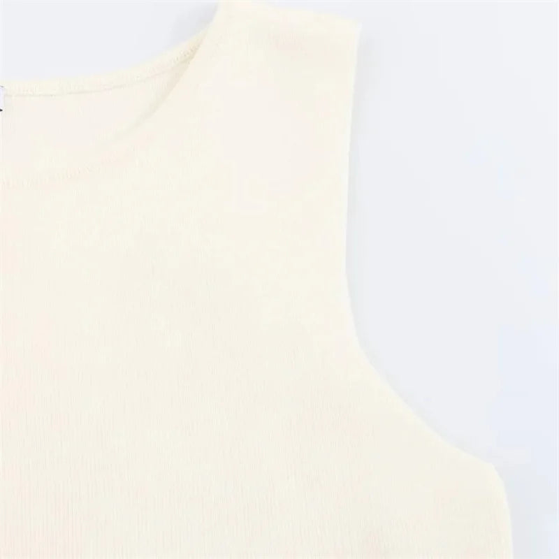 TRAF 2024 Woman Knit Vest Top Female Button Sleeveless Vest Women Summer Knitted Women's Tailored Vest Elegant Woman Coat