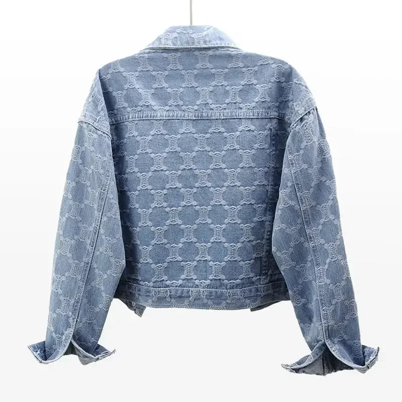 Women's Jacket Autumn/winter Style Embroidery Jacquard Cropped Loose-fit Versatile Tweed Jacket Top for Ladies Z525