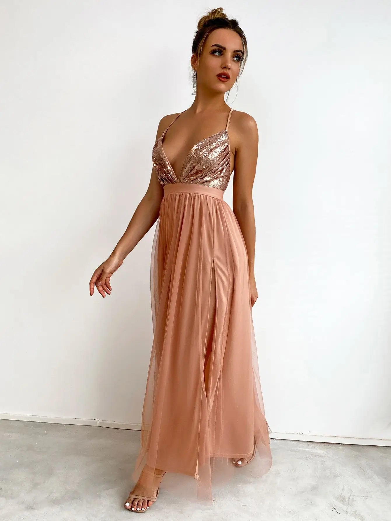 Sexy backless maxi sequin summer dress women elegant luxury mesh birthday party dress bridesmaid evening dresses vestidos