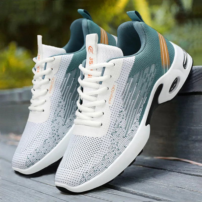 Men's Casual Running Shoes 2025 Spring Fashion Soft Sole Sports Sneakers Woven Upper Flying Stitch Design Comfortable Foot