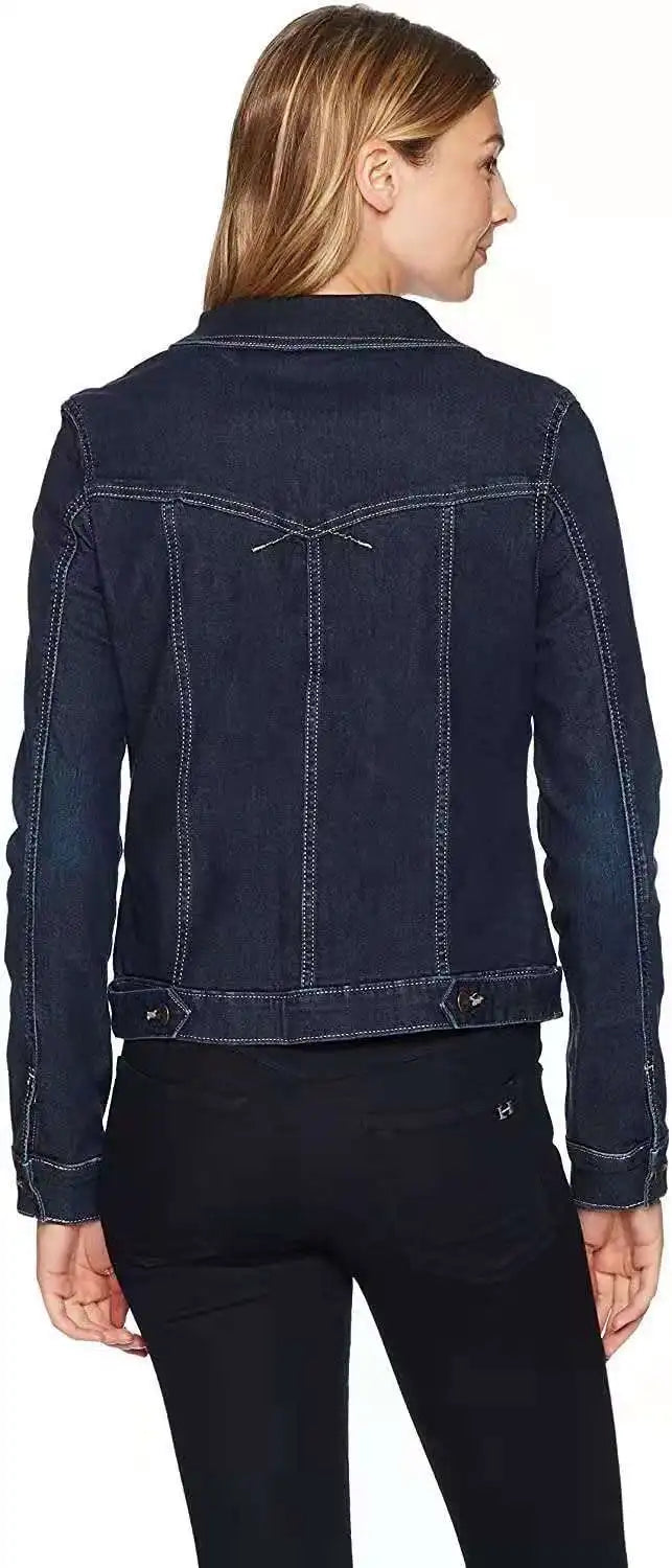 2024 Autumn Women Denim Coat Washed Long Sleeve Slim Fit Short Jacket Pockets Turn Down Collar Street Casual Female Outerwear