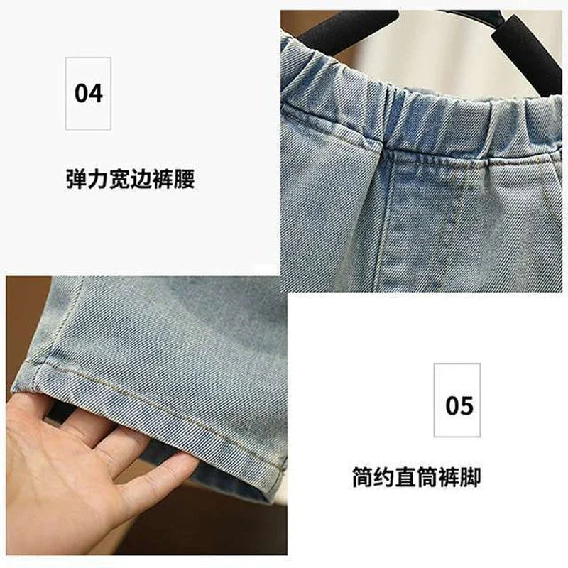 2-8 Years Boys Summer Clothing Set Letter Print Short Sleeved T-shirt+Denim Shorts 2Pcs Suit For Kids Handsome Casual Outfit