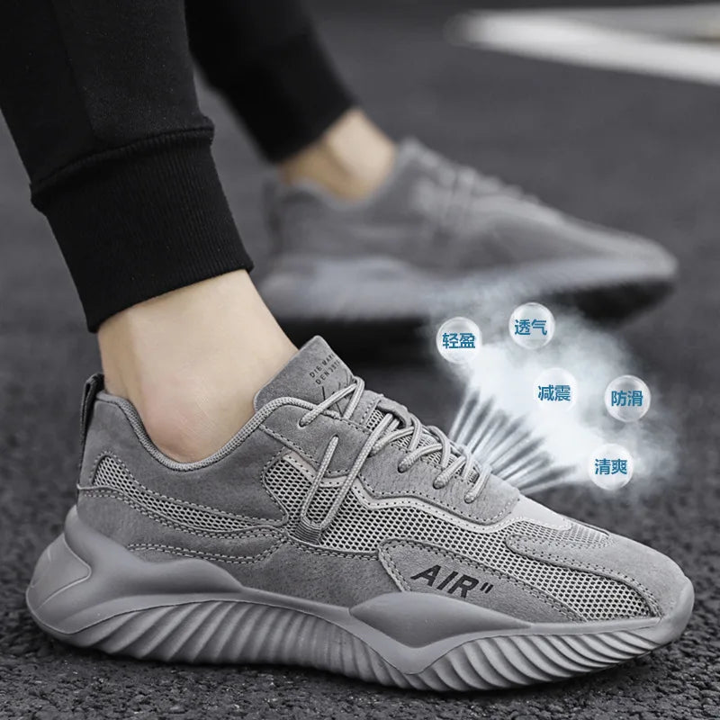 Men's shoes 2025 new summer breathable and odor proof mesh sports and leisure work anti slip lightweight soft soled trendy shoes