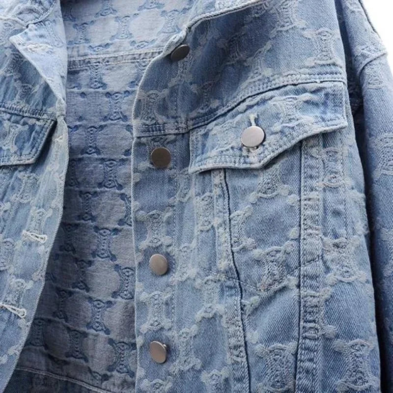 Women's Jacket Autumn/winter Style Embroidery Jacquard Cropped Loose-fit Versatile Tweed Jacket Top for Ladies Z525