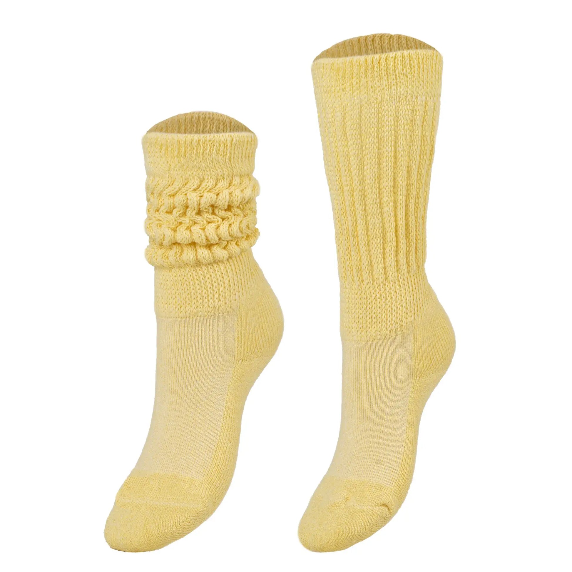 Yellow Scrunch Socks for Kids and Women Long Crew Socks for Ages 3 to 15 Years 1 Pair