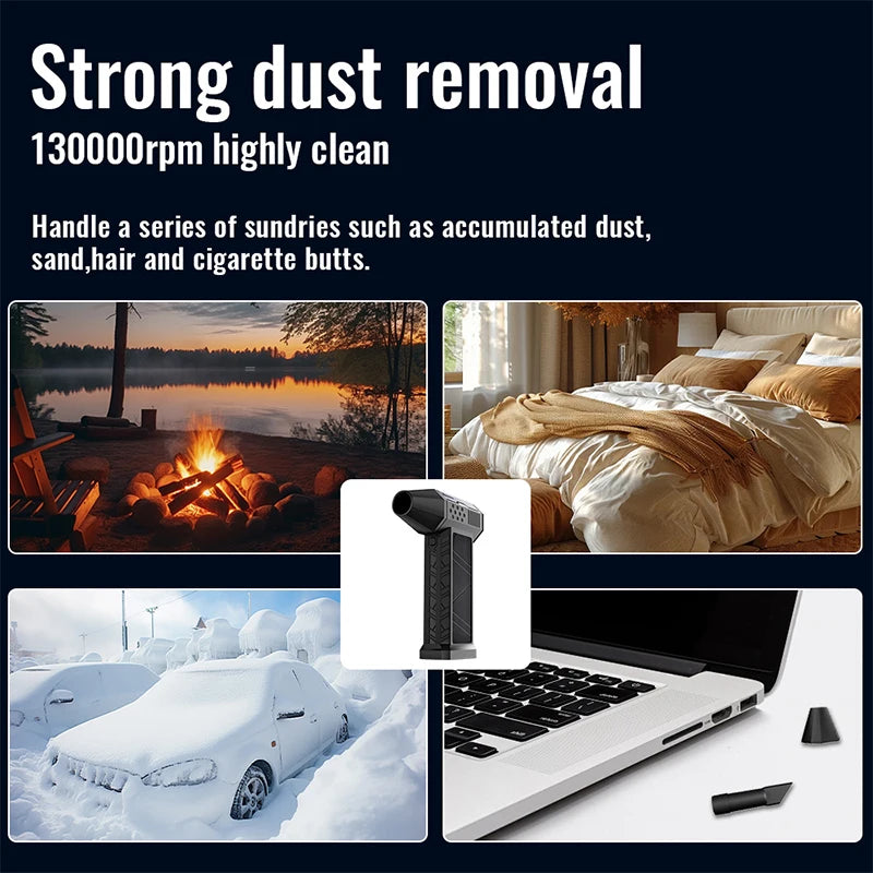 130000-120000PM Air Blower Turbo Jet Fan Electric Power Display Handheld Mini Dust Cleaner High Speed Duster Gun Cleaning Tool
