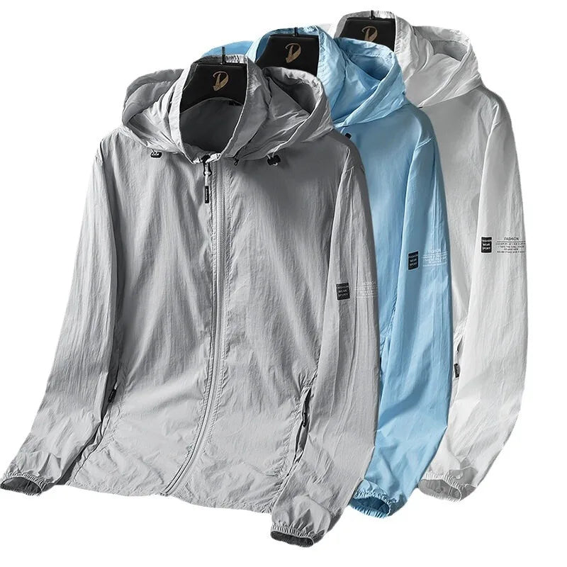 2024 New Summer Solid Color Hooded Jacket Men Sun Protection Clothing Fishing Hunting Clothes Quick Dry Skin Windbreaker