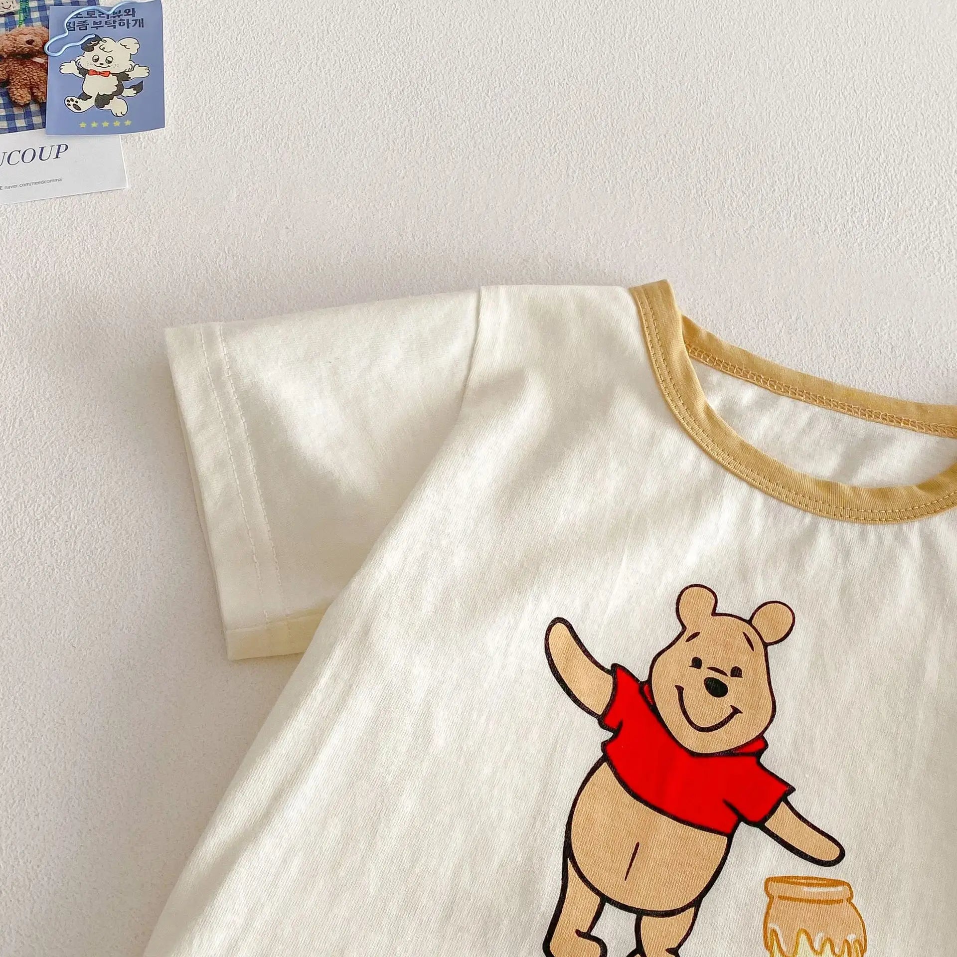 Baby Cartoon T-shirt 2025 New Summer Style 0-5-year-old Boy's Trendy Contrasting Color Base Shirt, Trendy Baby Bear Top