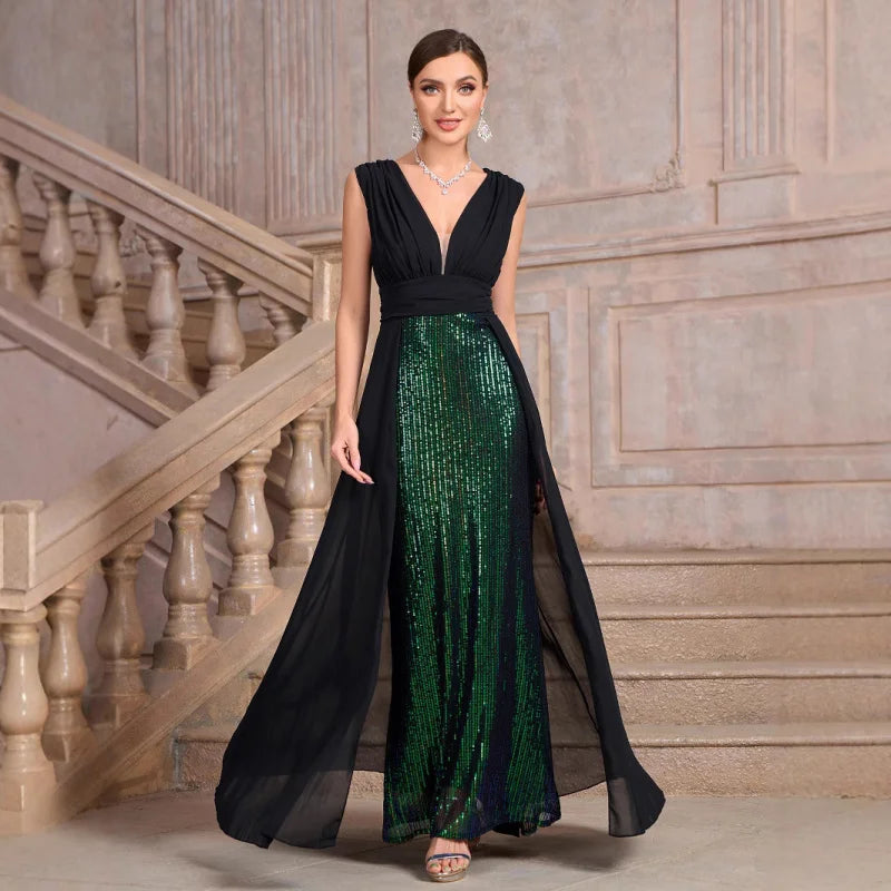 Plus Women's Clothing Size Chart Autumn Winter New Sleeveless Sequin Banquet Party Dress Middle East Hot Sale