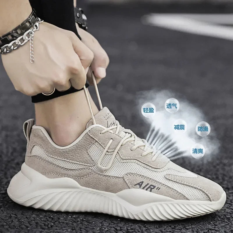 Men's shoes 2025 new summer breathable and odor proof mesh sports and leisure work anti slip lightweight soft soled trendy shoes