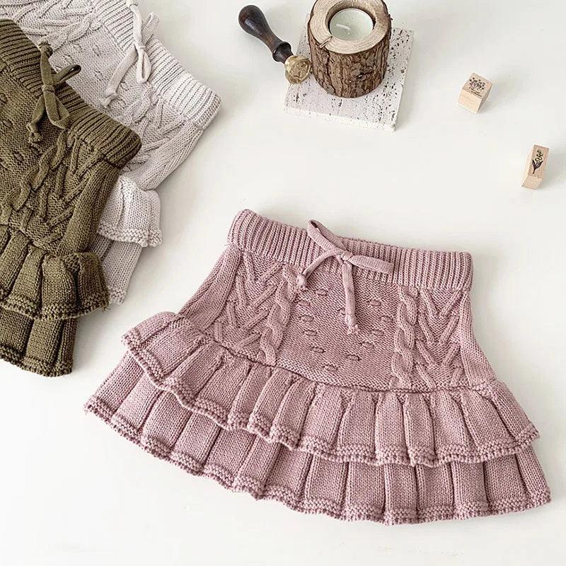 Korean Style Autumn Spring Baby Girl Short Skirt Children Clothing Kids PP Shorts Baby Girls Solid Color Knitting Shorts