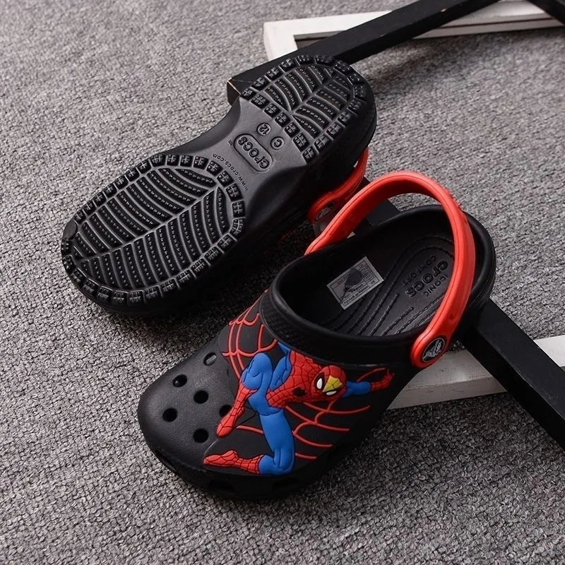 Spiderman Outdoor Beach Slippers Cartoon Anime Spider-Man Waterproof Sandals Casual Breathable Ankle-Wrap Eva Shoes for Kid Gift