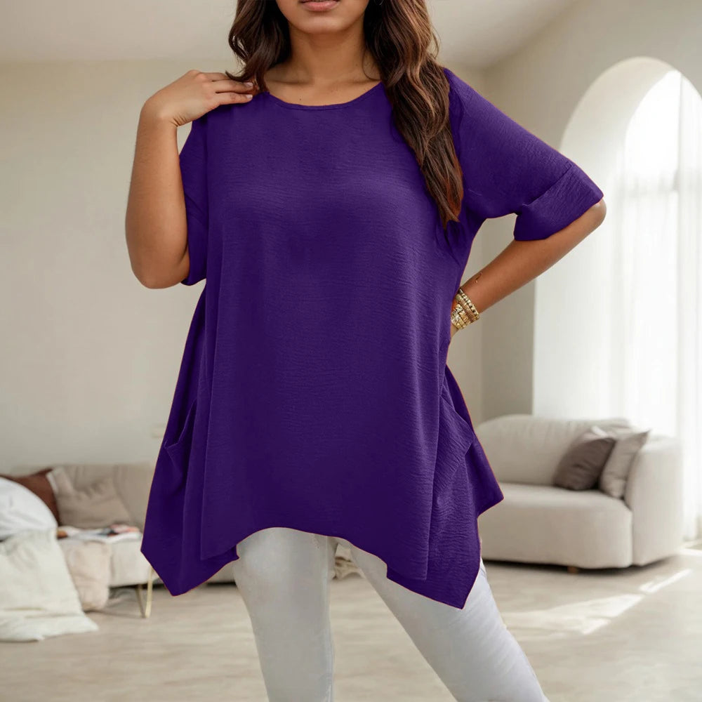 Women Short Sleeve T-Shirt Casual Solid Tees