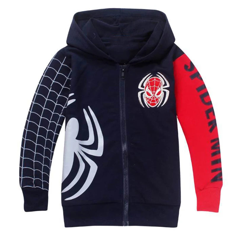 Kids Hoodies Sweatshirts Cartoon Spiderman Boys Outwear Zipper Hooded Clothes Fall 2025 New Spider man Children's Clothing