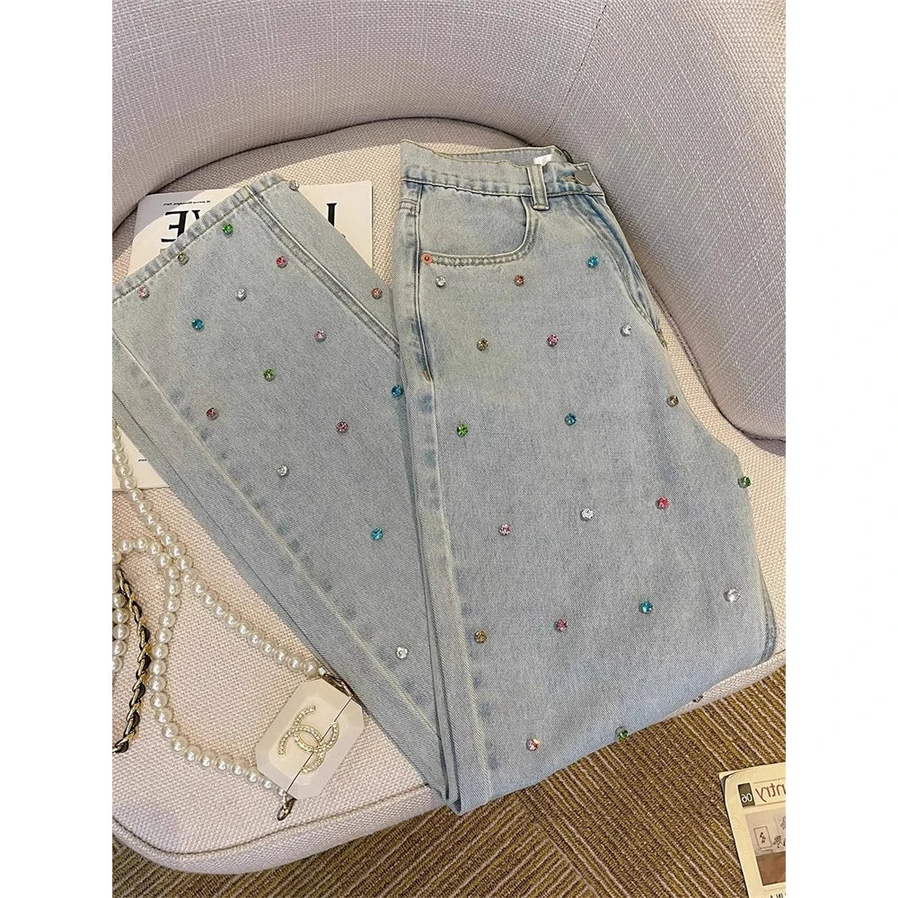 Women Diamonds Denim Pant Fashion