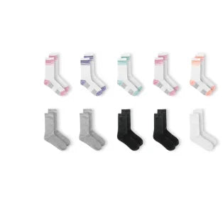 Athletic Works Girls Lightweight Crew Socks 10 Pack Size S (6-10.5) M (10.5-4) L (4-10) for Women's Sizes
