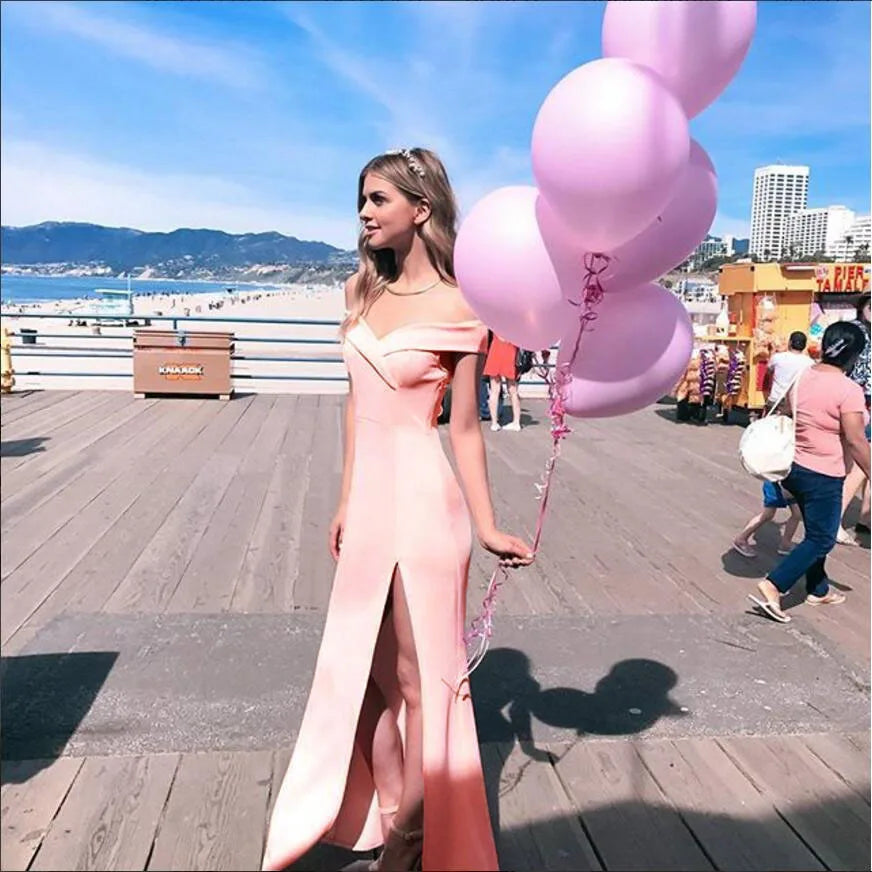 New Summer Elegant Party Dresses Evening Sexy Blue Slim Maxi Dress Slash Neck Off Shoulder Wedding Guest Elegant Dress for Women
