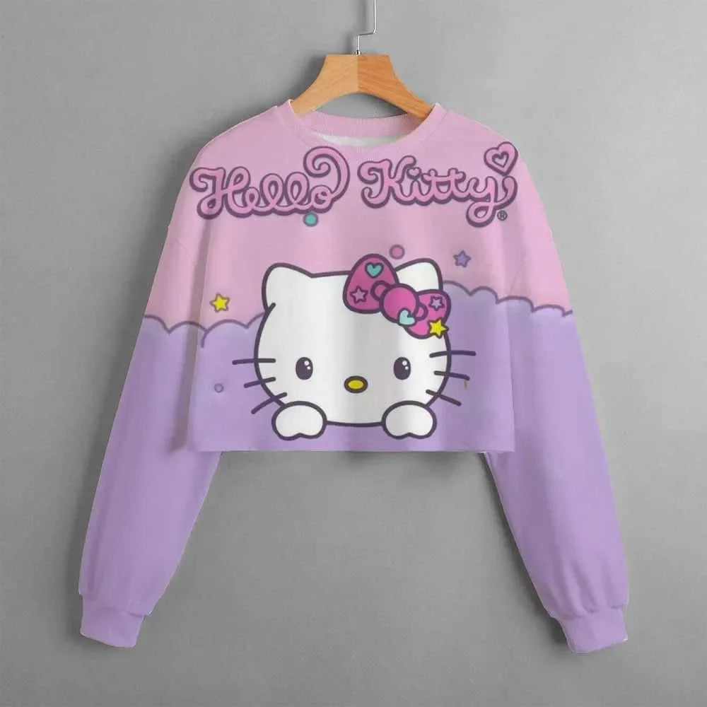 Kids Christmas New Kids Clothes Cartoon Hello Kitty Print Cute Birthday Party Costumes Girls Street Sports Hoodie Girls Tops