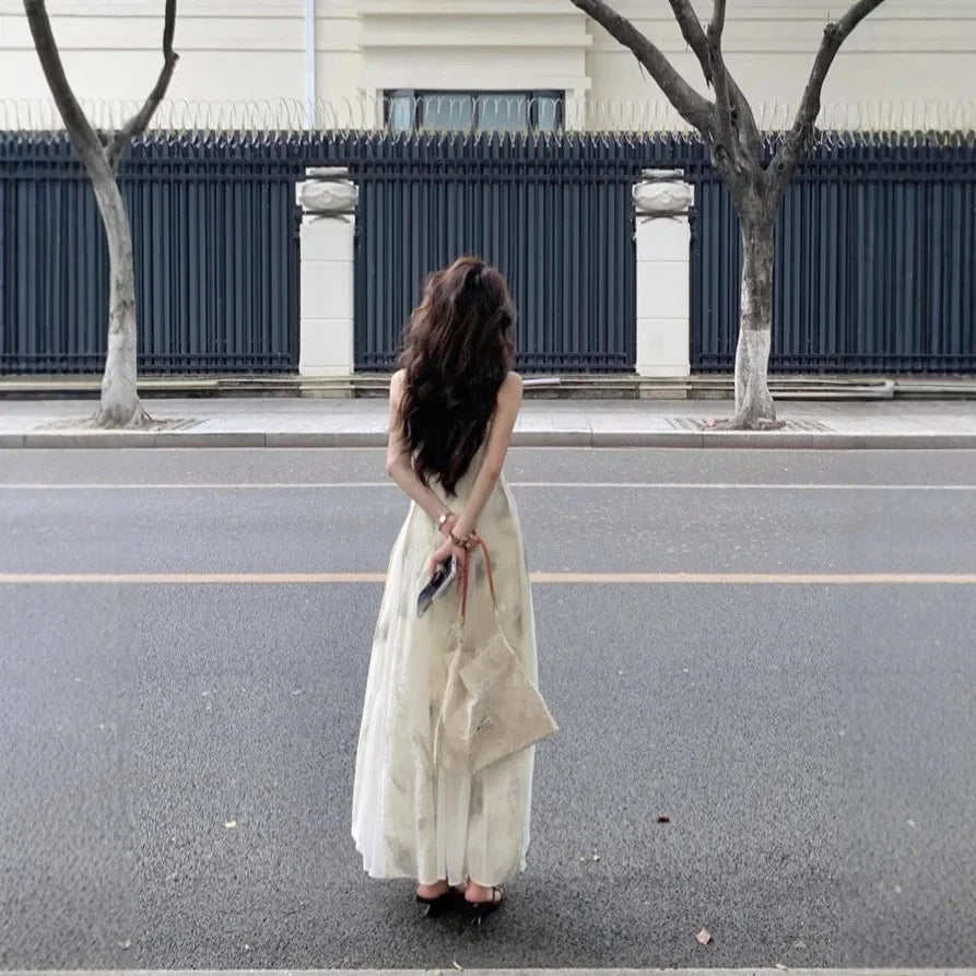 Fashionable Chinese Style Tank Dress For Women Casual Urban Niche Design Artistic Elegant Long Dress Without Sleeves