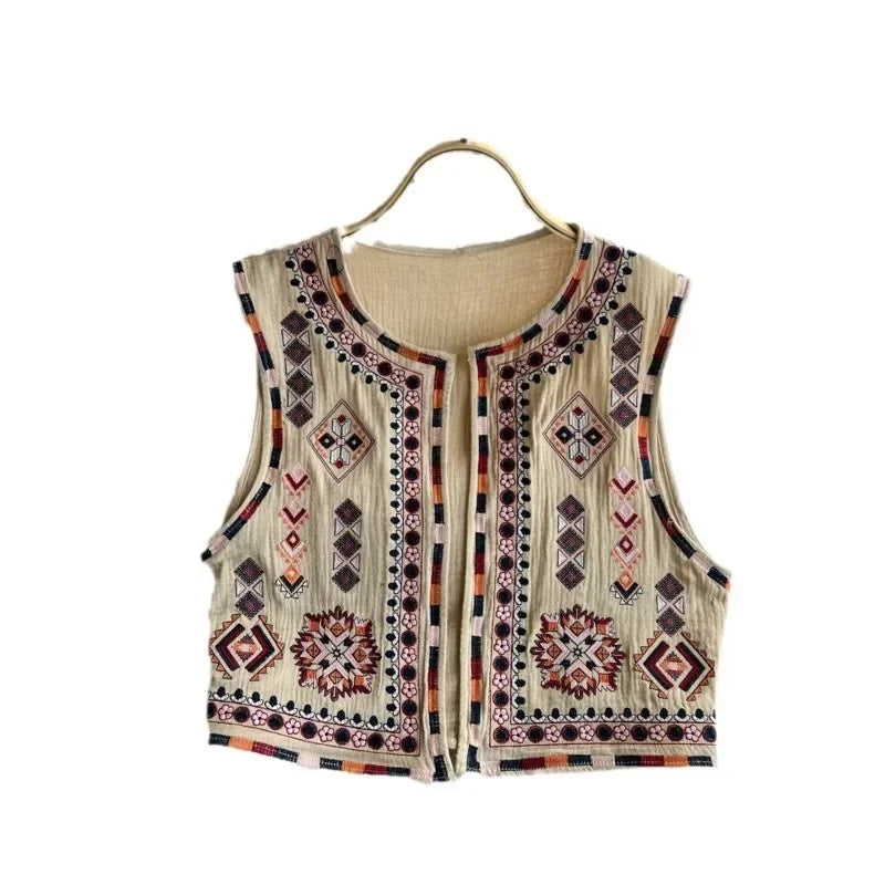 2025 New Vintage Bohemian Style Women Summer Heavy Embroidery Loose Fit Top Sensible Luxury Differentiated Elegant Trendy Vest