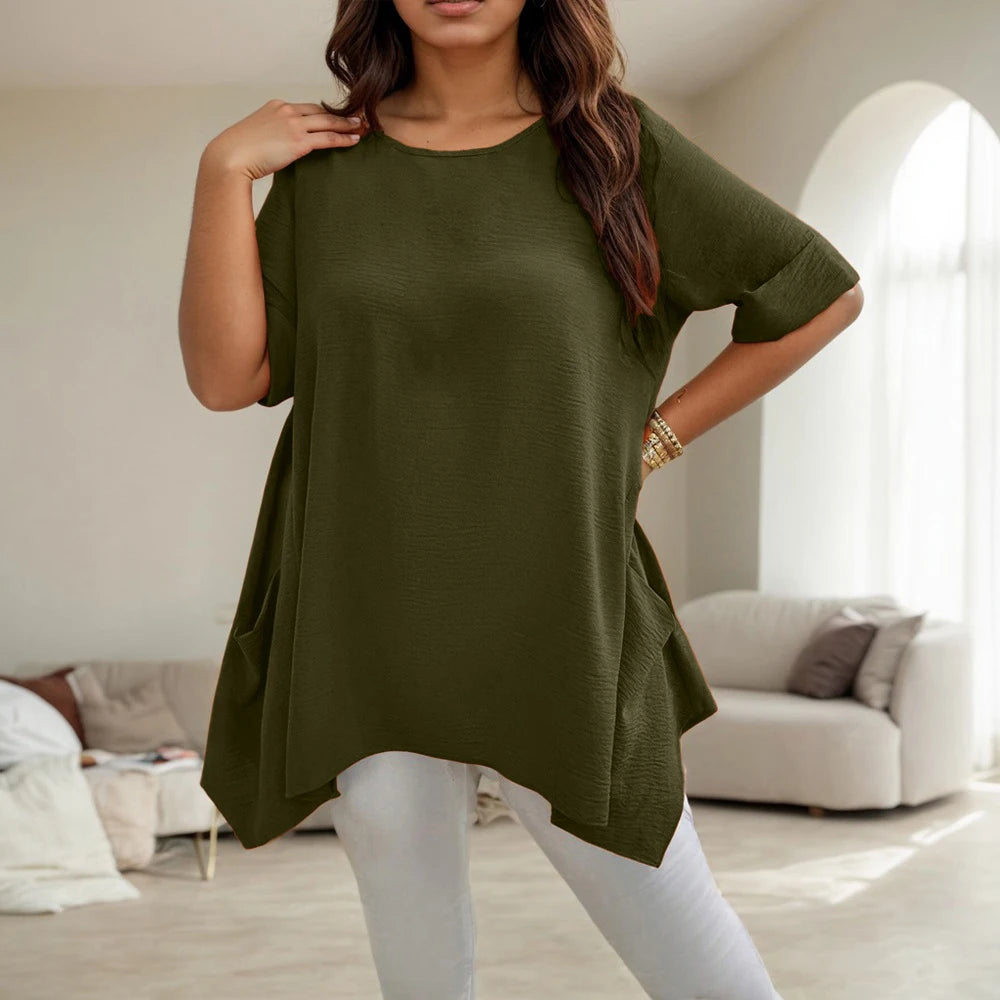 Women Short Sleeve T-Shirt Casual Solid Tees