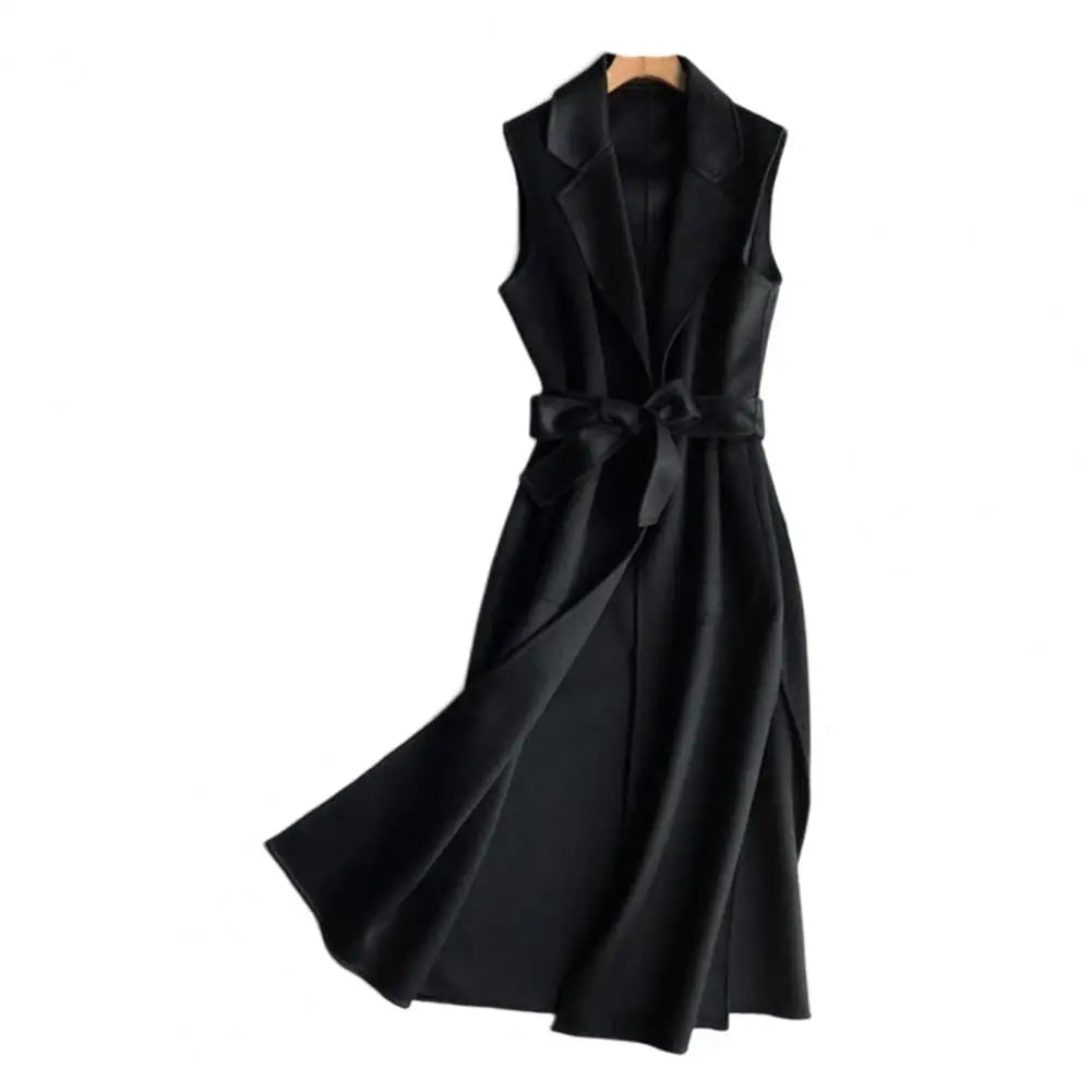 Women Autumn Vest Thermal Turn-down Collar Sleeveless Open Stitch Cardigan Elegant Lady Winter Waistcoat Notch Collar Women Vest