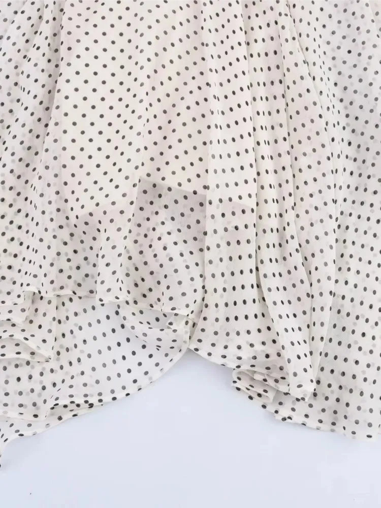 Polka Dot Print Dresses For Women 2025 New Summer Elegant Chic Sleeveless Stand Collar Long Dress Back Bow Lace Up Midi Dresses