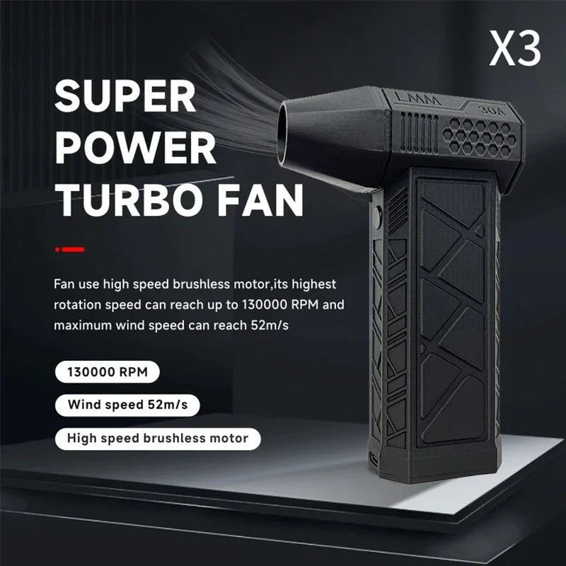 130000-120000PM Air Blower Turbo Jet Fan Electric Power Display Handheld Mini Dust Cleaner High Speed Duster Gun Cleaning Tool