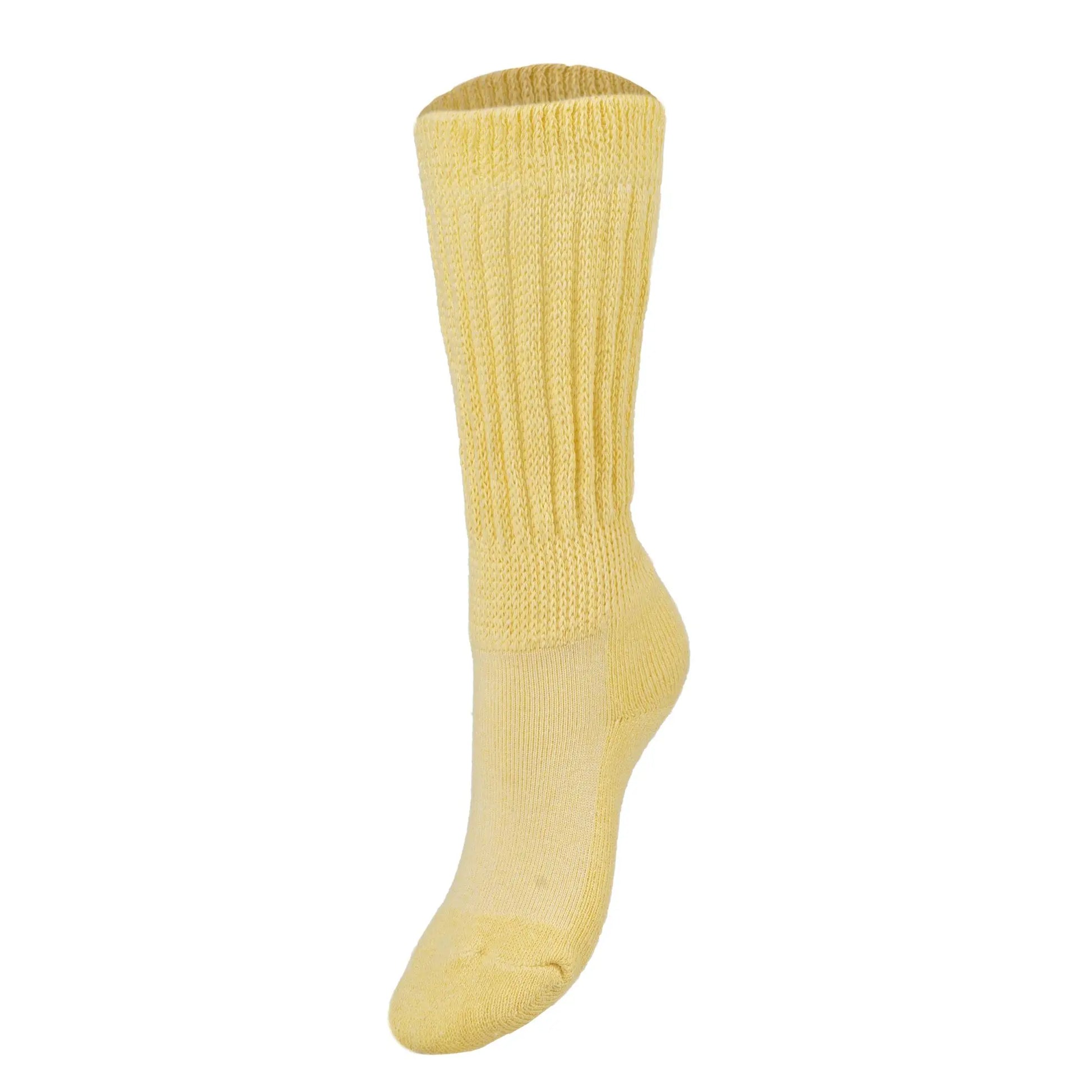 Yellow Scrunch Socks for Kids and Women Long Crew Socks for Ages 3 to 15 Years 1 Pair