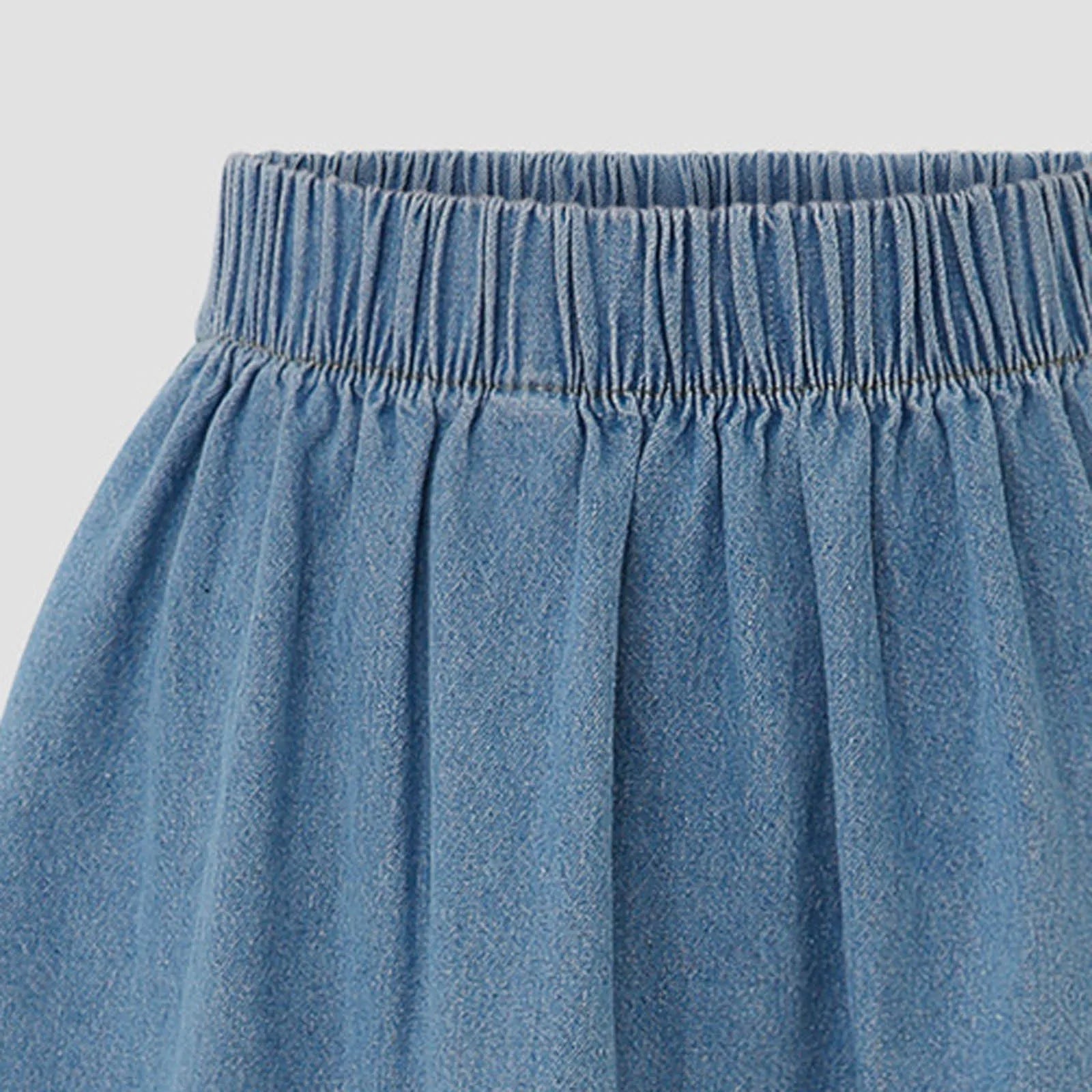 Blue Denim Skirt Womens High Waist Tiered Long Skirts Denim Elastic Casual Dress Elastic Waist A Line Jeans Skirt Girls Clothes