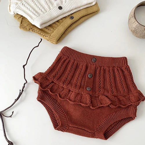 Korean Style Autumn Spring Baby Girl Short Skirt Children Clothing Kids PP Shorts Baby Girls Solid Color Knitting Shorts