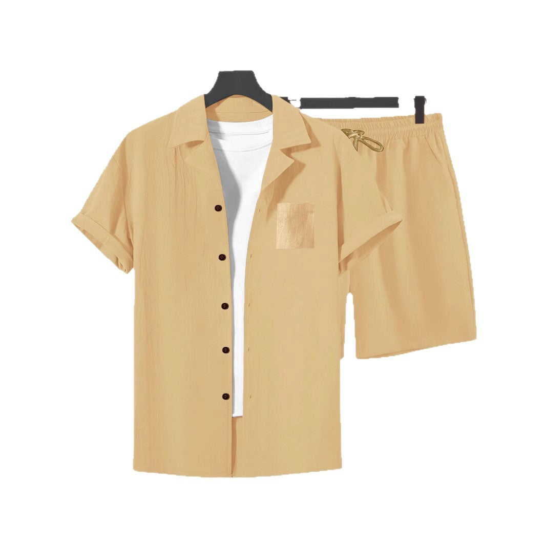 Men's Casual Linen Loose-Fit Button-Up Shirt With Lapel Collar 