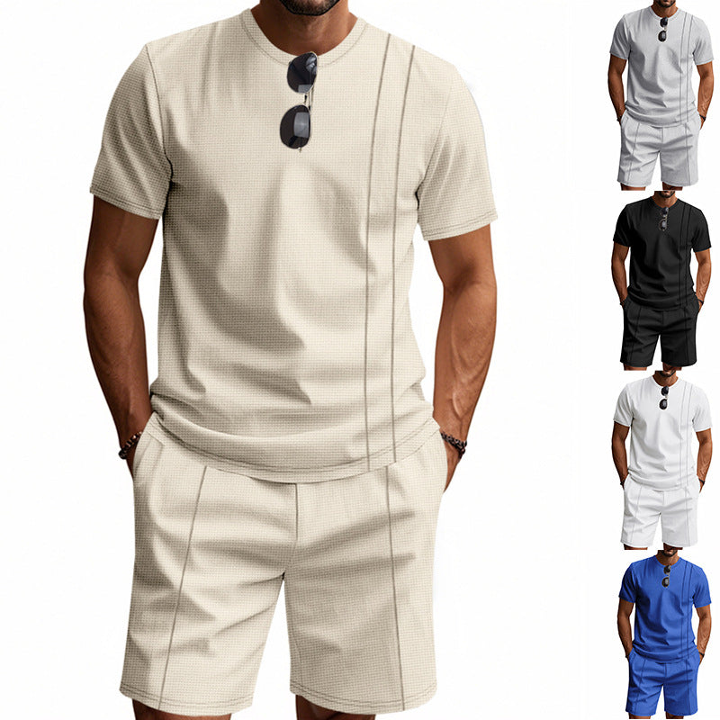 Men's Crew-Neck Short-Sleeve T-Shirt And Shorts Set 