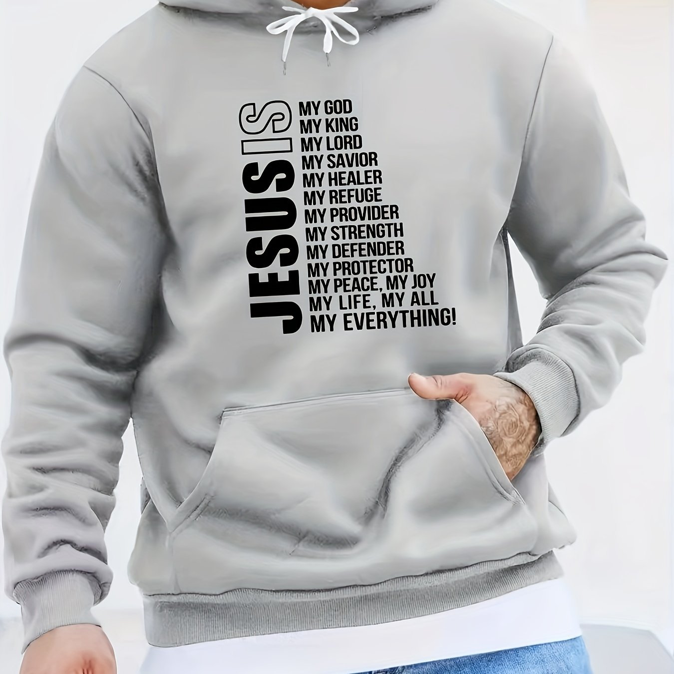 Printed Kangaroo Pocket Hoodie Casual Long-Sleeve Hoodie Pullover Sweatshirt 