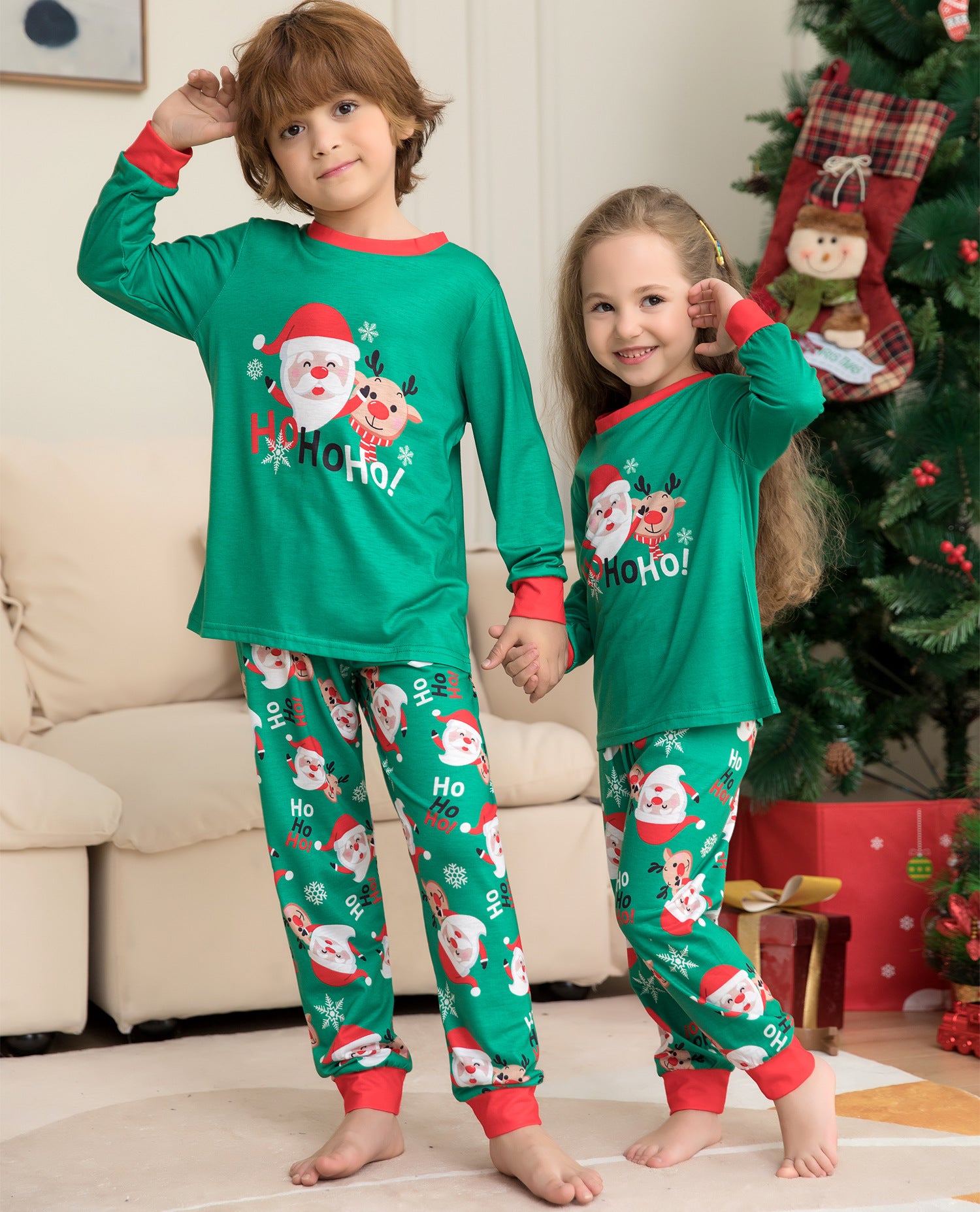 Christmas Pajamas For Family Matching Family Christmas PJs Sets Santa Claus Printed Top Sleepwear 