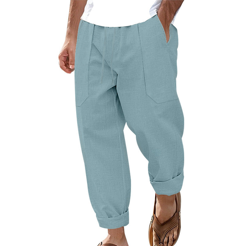 Breathable Sweat Absorbing Solid Color Trousers Basic Style Casual Wide Leg Pants 