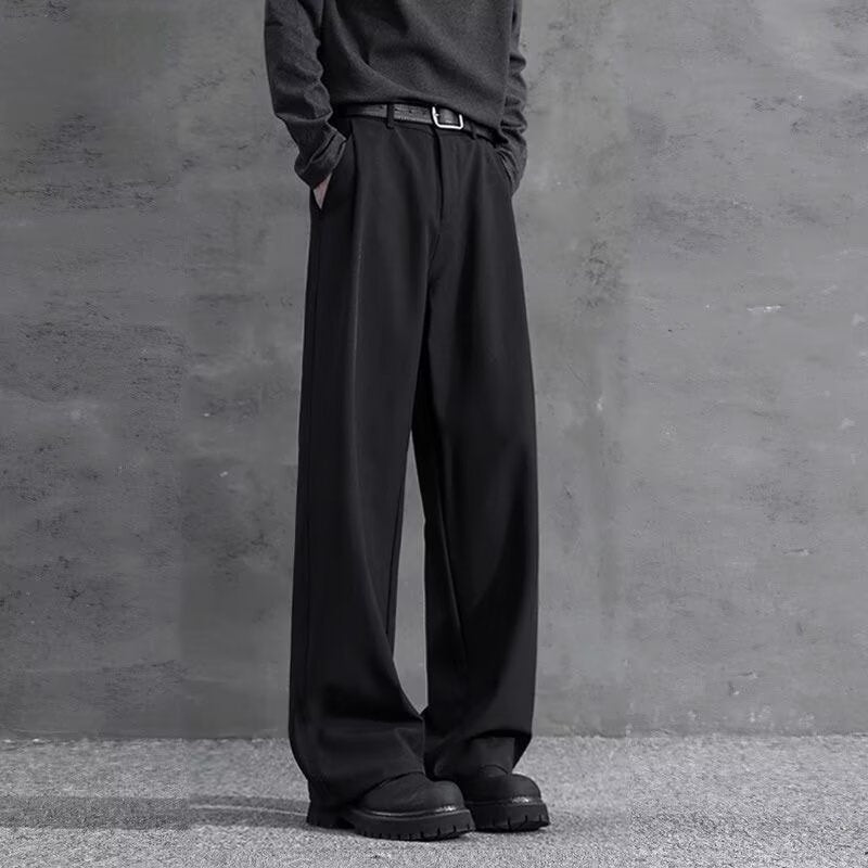 Summer Ice Silk Casual Pants American-Style High-Waist Suit Trousers 