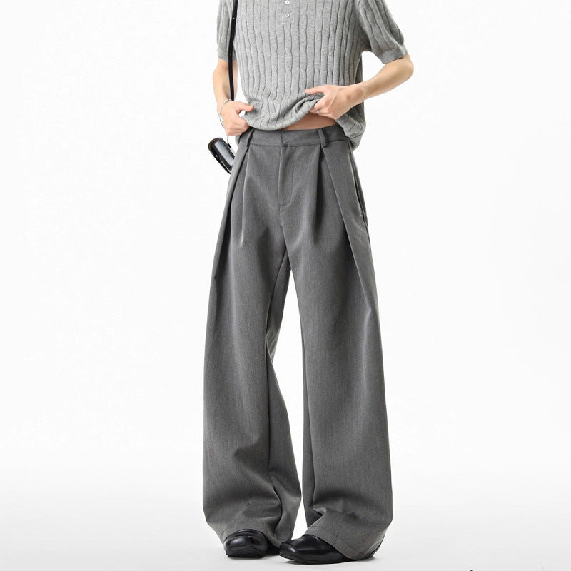 American-style Three-dimensional H-line Pleated Dress Trousers For Men 